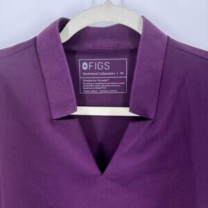 FIGS Women's Deep Purple Plum Color V-neck Polo Top